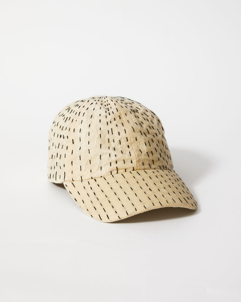 DNJ — Waxed Japanese Paper Cap in White with Black Stitch