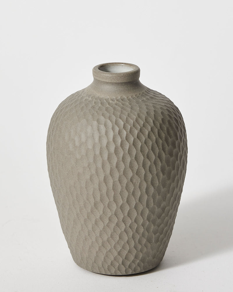 Asahi So —  Medium Carved Bud Vase in Anthracite