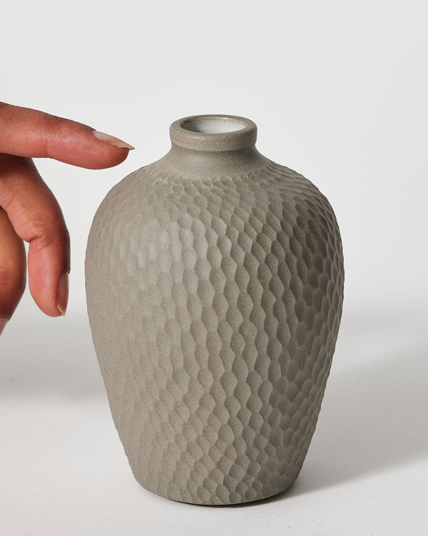 Asahi So —  Medium Carved Bud Vase in Anthracite