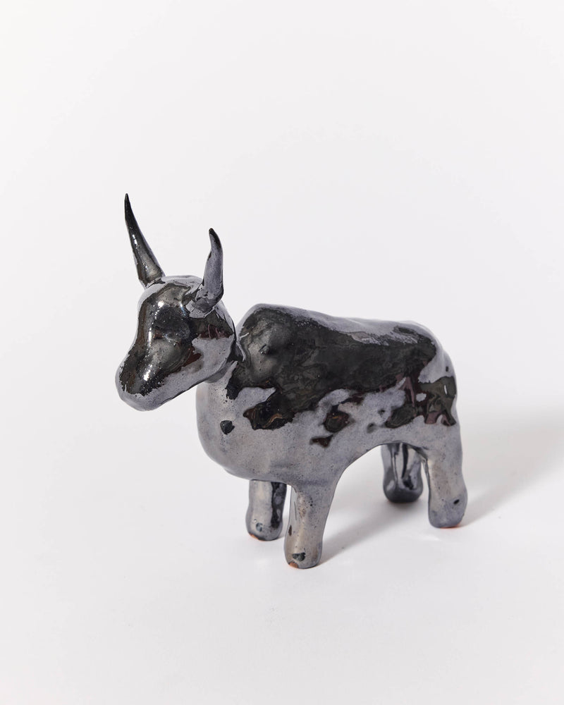 Raphy — 'Silver Bull' Sculptural Ceramic, 2025