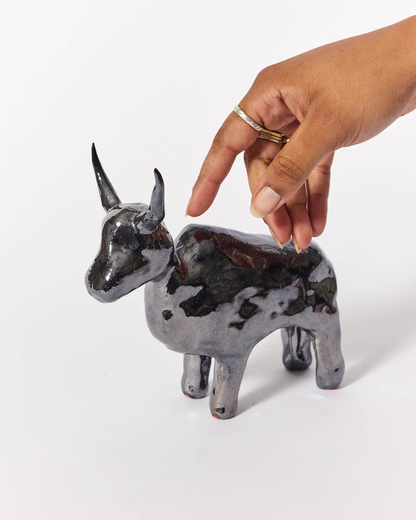 Raphy — 'Silver Bull' Sculptural Ceramic, 2025