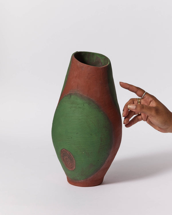 Marian Fox — Green Circle on Mahogany, Sculptural Vessel