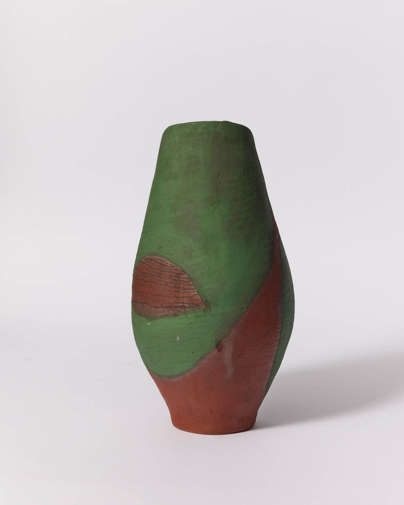 Marian Fox — Green Circle on Mahogany, Sculptural Vessel