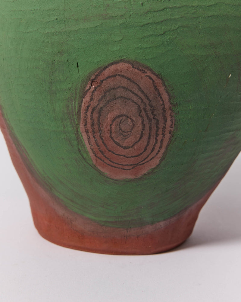 Marian Fox — Green Circle on Mahogany, Sculptural Vessel