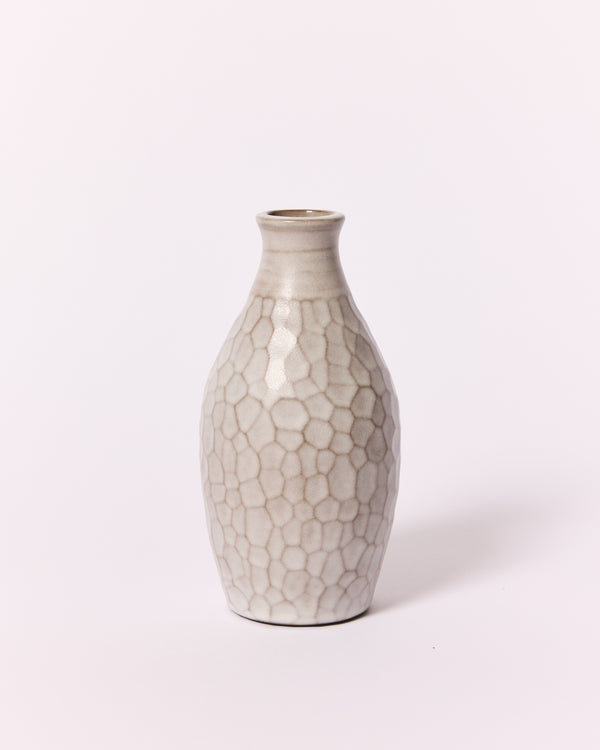 Asahi So —  Medium Carved Budvase in Misty White