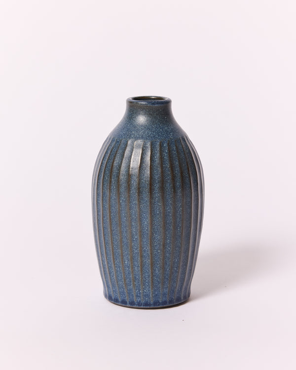 Asahi So —  Medium Carved Budvase in Cobalt Blue