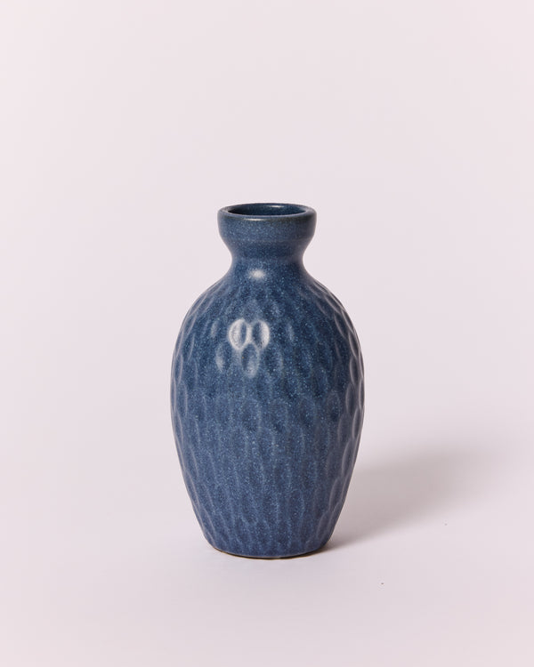 Asahi So —  Medium Carved Budvase in Cobalt Blue