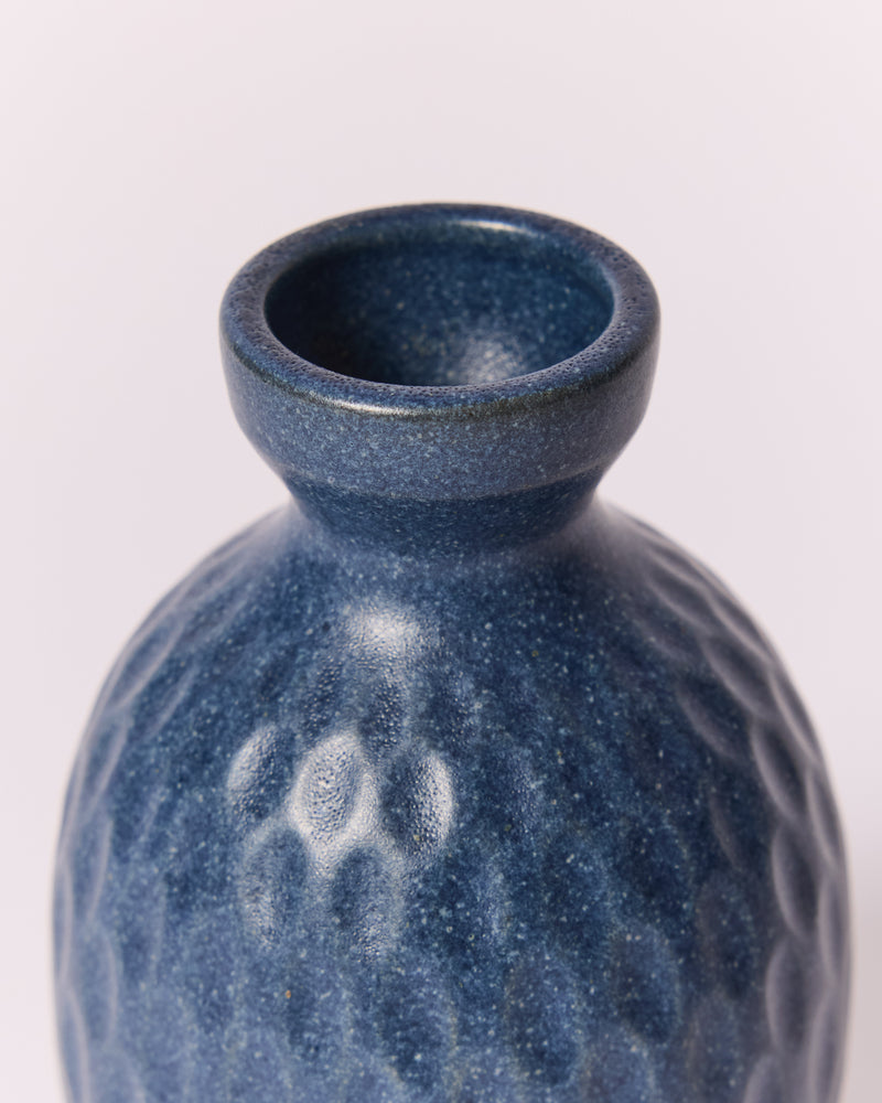 Asahi So —  Medium Carved Budvase in Cobalt Blue