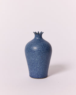 Asahi So —  Medium Carved Podvase in Speckled Cobalt