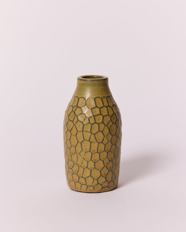 Asahi So —  Medium Carved Budvase in Golden Bluff