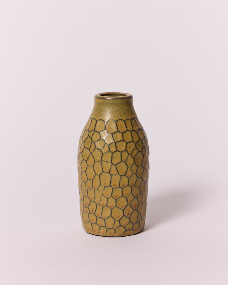 Asahi So —  Medium Carved Budvase in Golden Bluff