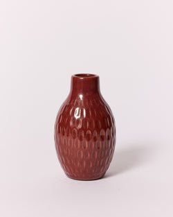 Asahi So —  Medium Carved Budvase in Lacquer Red