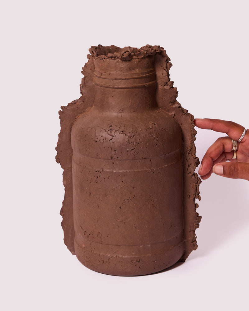 Kristin Burgham — 'Banded Jar' in Burnt Umber, Sculptural Vessel