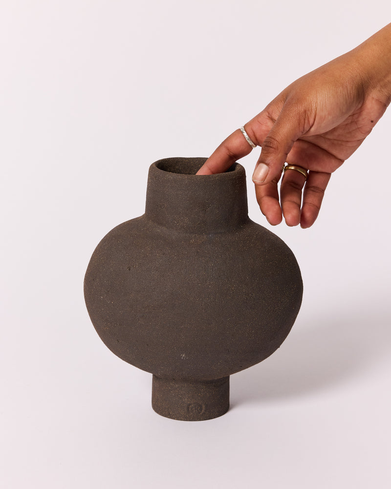 Simone Karras — Small 'B Vessel' in Black Raku, 2024