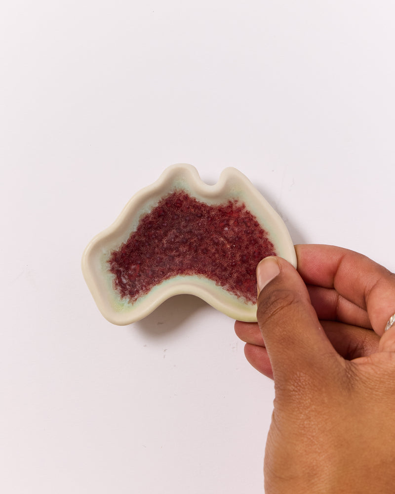 Christopher Plumridge  — Small 'Australia' Ceramic Dish in Red and White