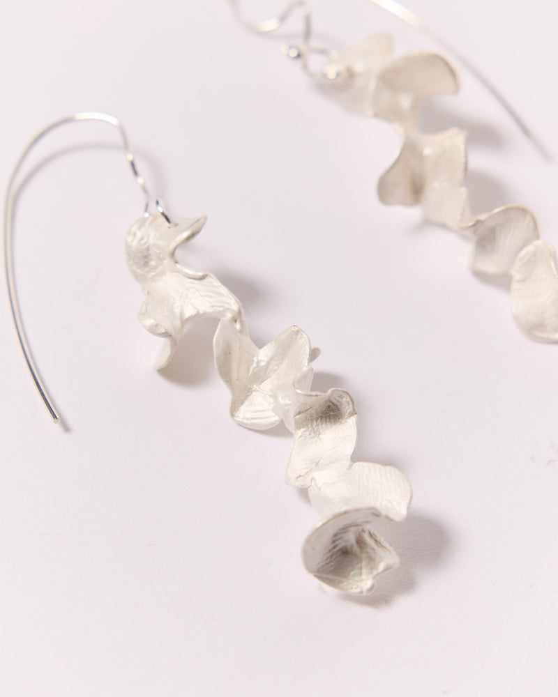 ZIPEI — 'Falling Flower' Drop Earrings, in Silver