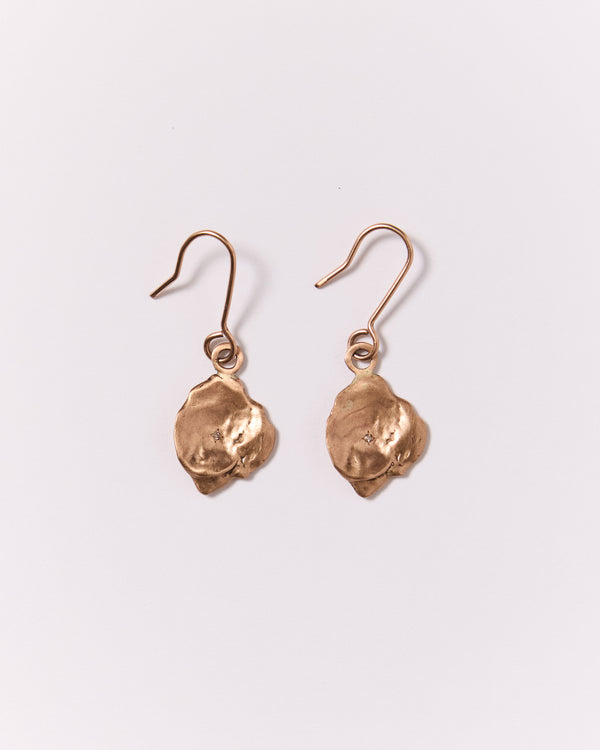 Mary Odorcic — Rose Gold 'Keshi' Drop Earrings with Champagne Diamonds