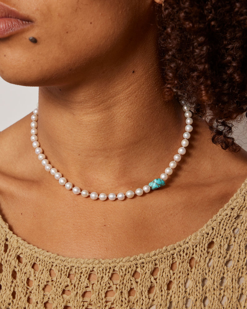 Taë Schmeisser —  'Galene' Pearl and Turquoise Necklace