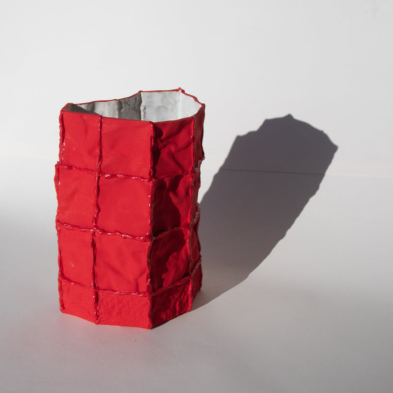 Lucy Tolan — Rock Pressed Tile Vessel in Red