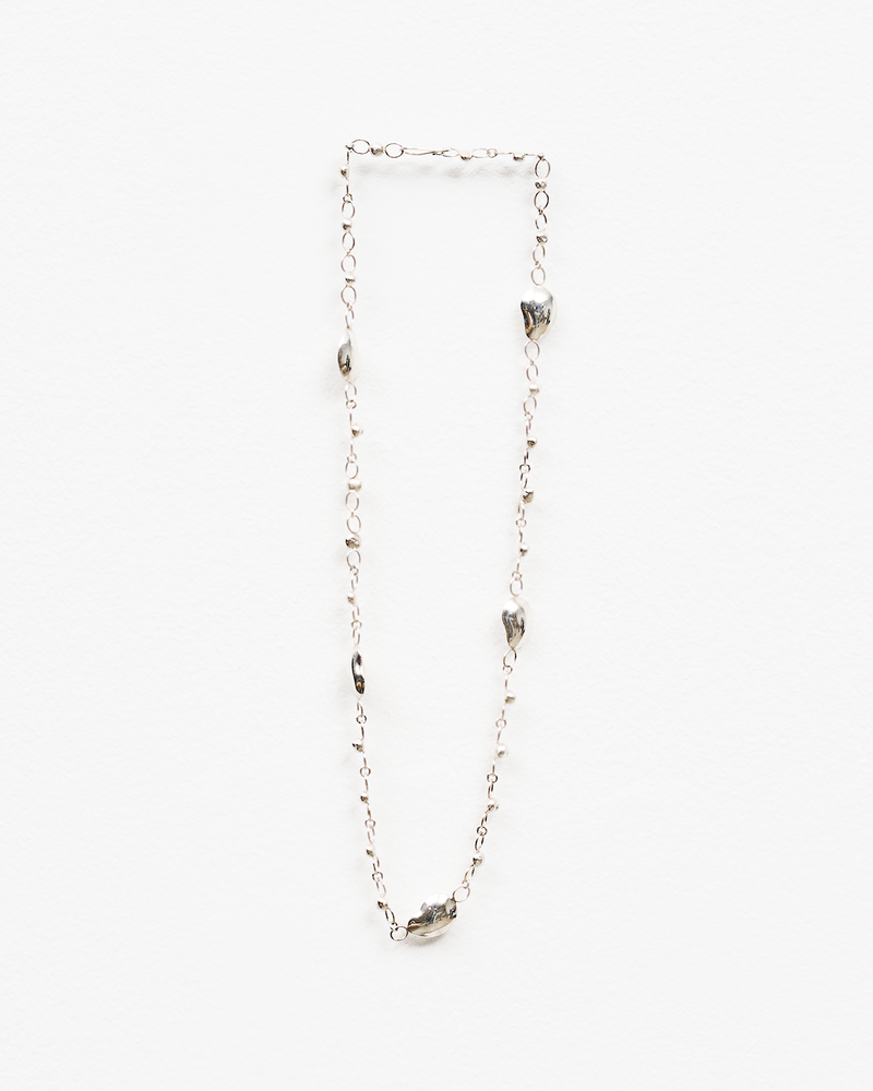 Sarah Marie Jones – 'Blobs of Longing: Hollow Form Beads + Chain', Necklace in Fine Silver