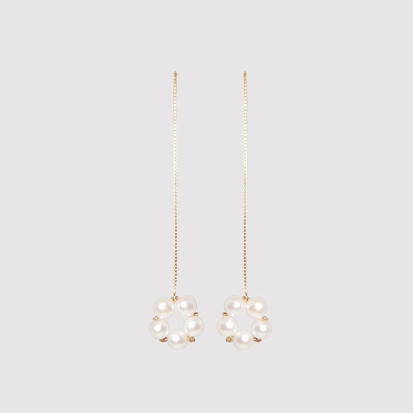 Taë Schmeisser —  Small 'Hanabi' Pearl and Caramel Gold Drop Earrings