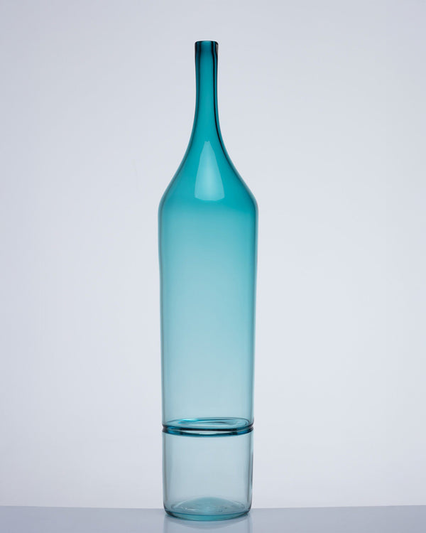 Katie-Ann Houghton — Large Teal 'Drop Bottle' Glass Sculpture | Vase