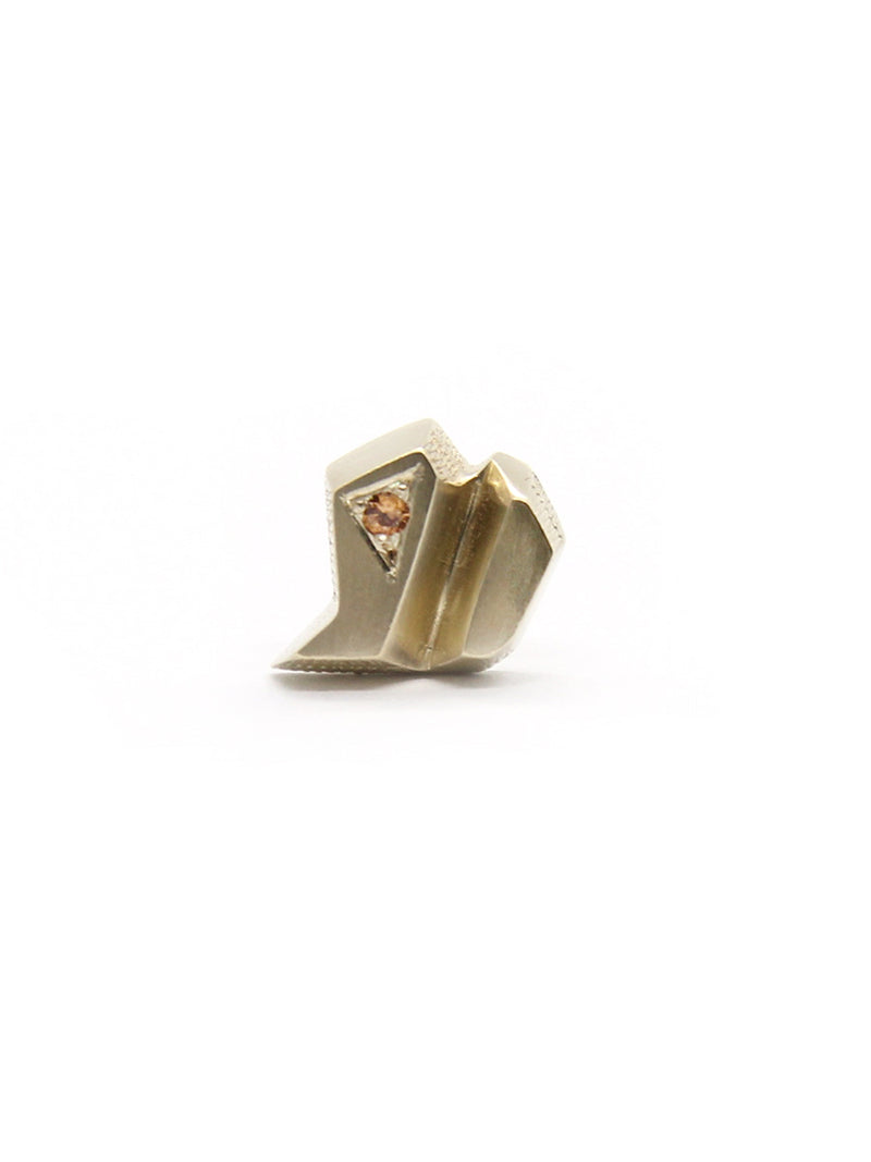 Lauren Trojkovic — 'Crystalline V' Stud in Gold with Sapphire