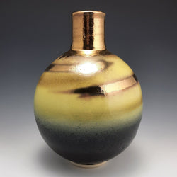 Timothy White — Vessel with Green and Yellow Glaze and Gold Lustre