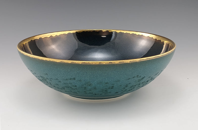 Timothy White — Bowl with Green Glaze and Gold Rim