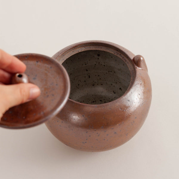 Adriana Christianson — Lidded Round Tea Jar in Shino Glaze