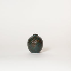 Asahi So —  Small Carved Bud Vase in Forest Green