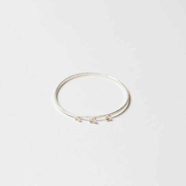 Shimara Carlow— Fine Bangle with Trio of Acorn Cups in Sterling Silver