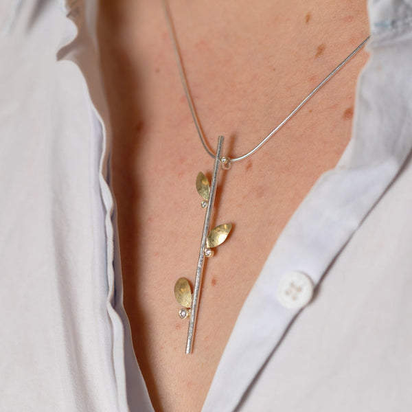 Shimara Carlow —  Necklace in Silver and 18ct Gold with Diamonds