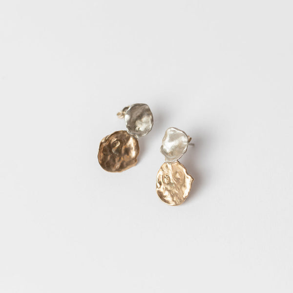 Mary Odorcic — Sterling Silver and 9ct Yellow Gold Double 'Keshi' Stud Earrings