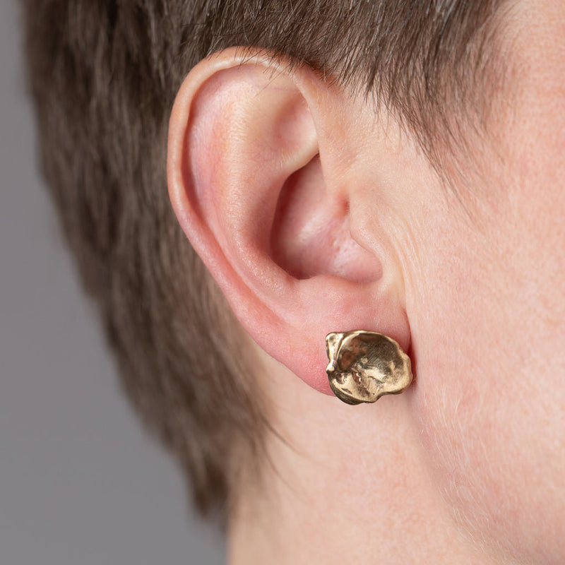 Mary Odorcic —Large 9ct Yellow Gold 'Keshi' Stud Earrings