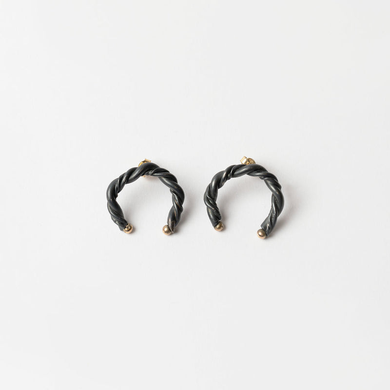 Juan Castro —'Aurelia' Earrings in Oxidised Silver and 9ct Yellow Gold