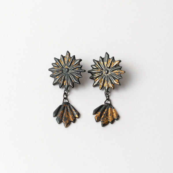 Juan Castro —'Aureolas' Earrings in Oxidised Silver and Gold Foil