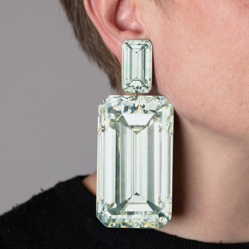 Anna Davern — Large Baguette Rocks Earrings in Diamond