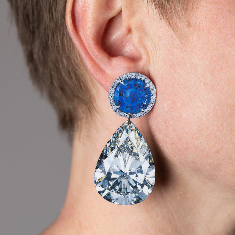 Anna Davern — Small Pear Diamond & Sapphire Rocks Earrings