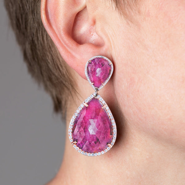 Anna Davern — Medium Pink Pear Rocks Earrings