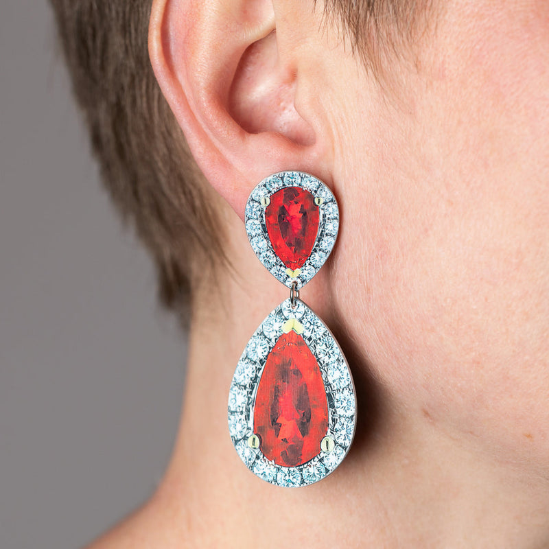 Anna Davern — Small Pear Diamond & Ruby Rocks Earrings