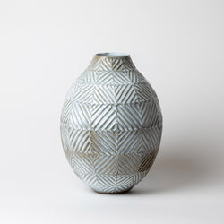 Terunobu Hirata — Large Carved Vase in Straw White