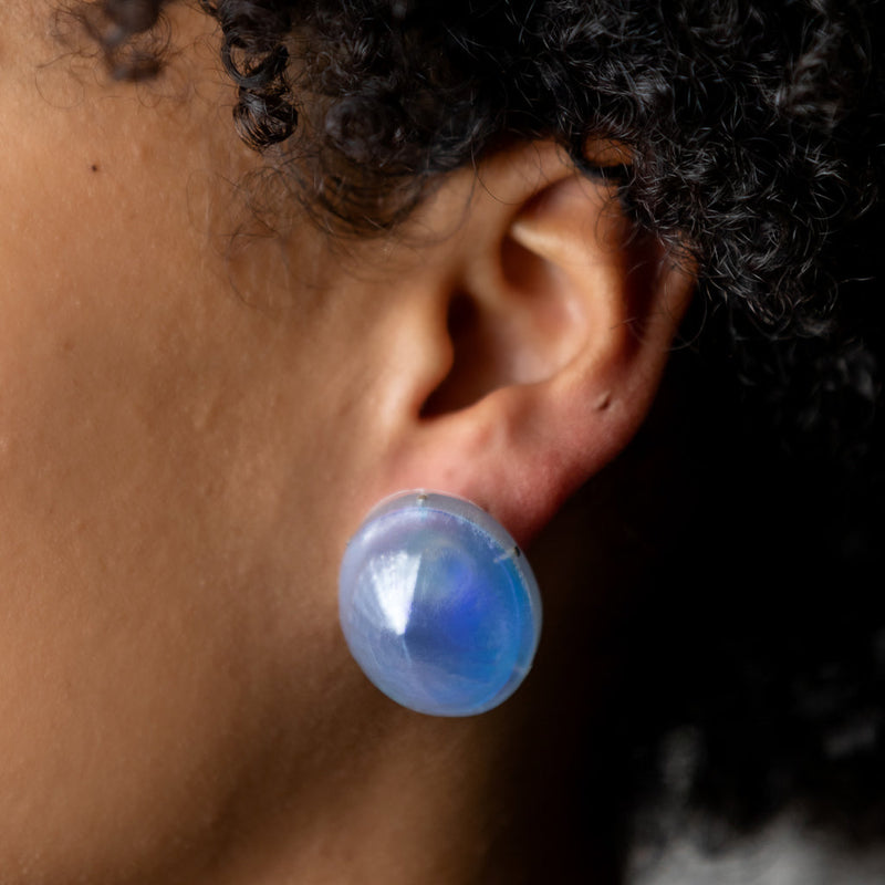 Katherine Hubble — 'Lustre Series' Small Shell Studs in Light Blue - Preorder