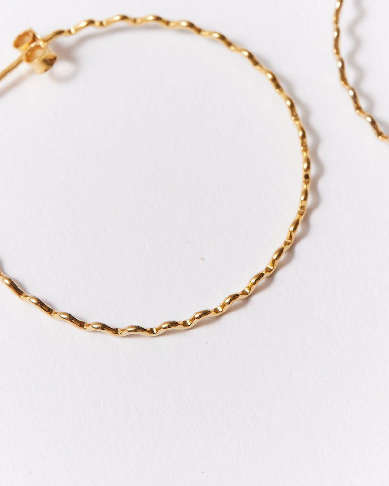 Daria Fox —  Large 'Crinkle' Hoop Earrings in Yellow Gold Plate