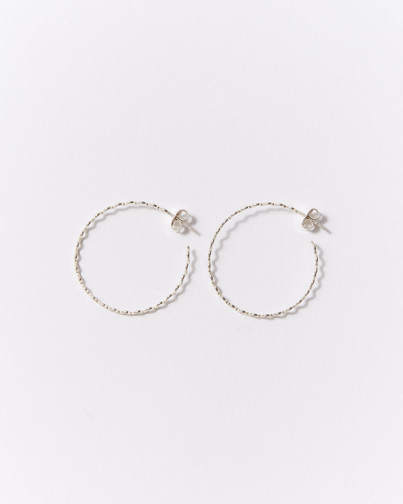 Daria Fox —  Large 'Crinkle' Hoop Earrings in Sterling Silver