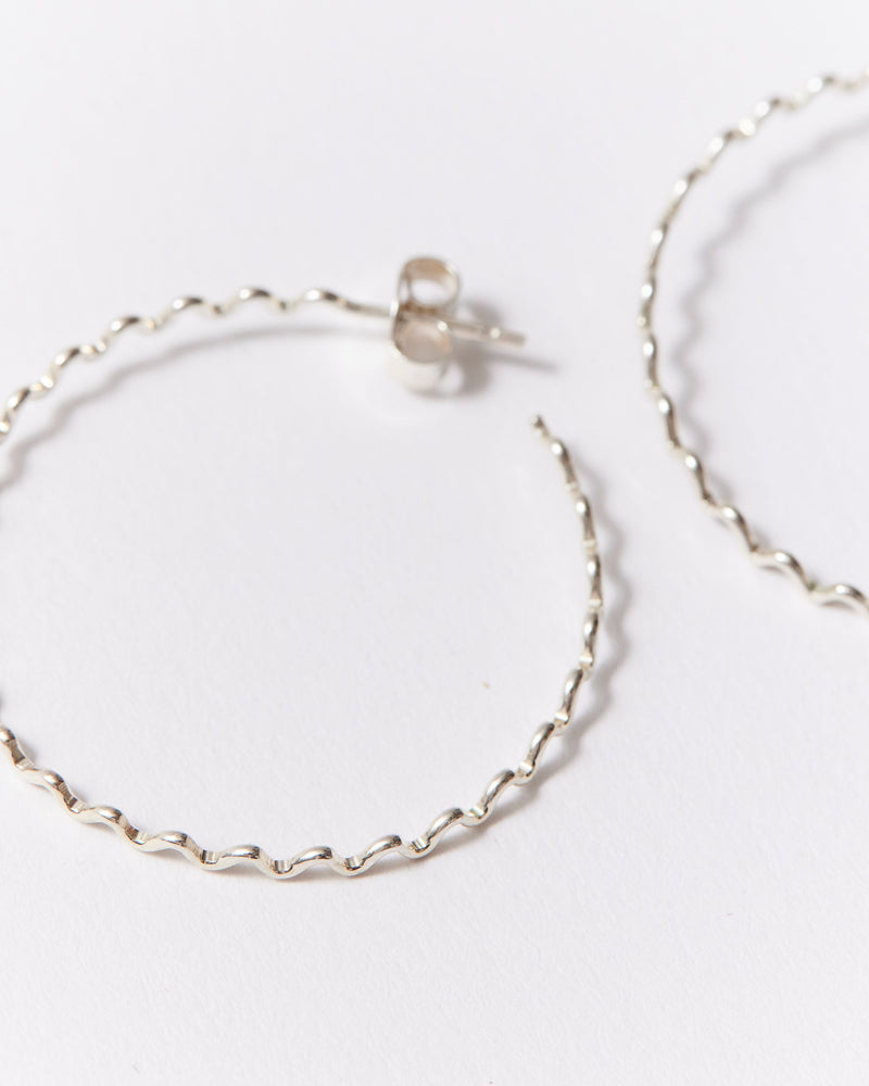 Daria Fox —  Large 'Crinkle' Hoop Earrings in Sterling Silver