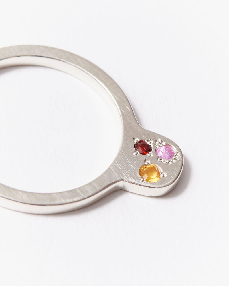 Daria Fox —  'Three Sisters' Silver Ring with Sapphire, Citrine and Garnet