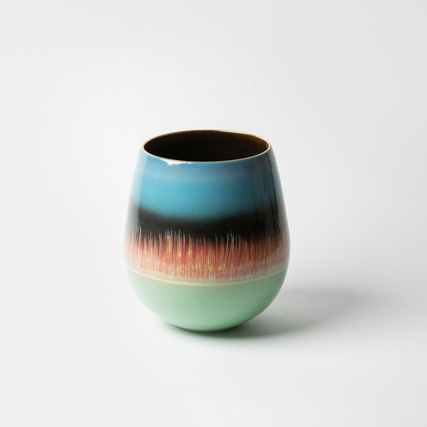 Timothy White  Vase 'Fire' Red, Black, Aqua Lustres