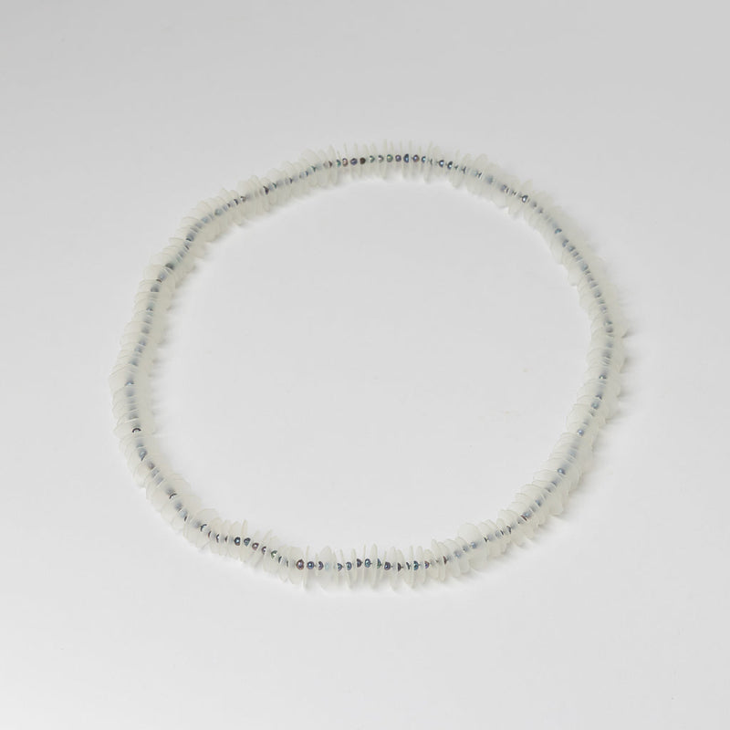 Elfrun Lach — Long Pearl Drop 'Reefl' Necklace in White with Black Pearls