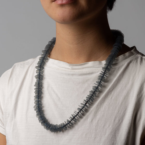 Elfrun Lach — Long Pearl Drop 'Reef' Necklace in Black with Black Pearls